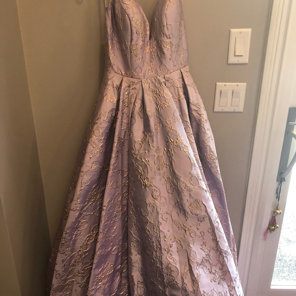 Lavender and Gold Prom Dress